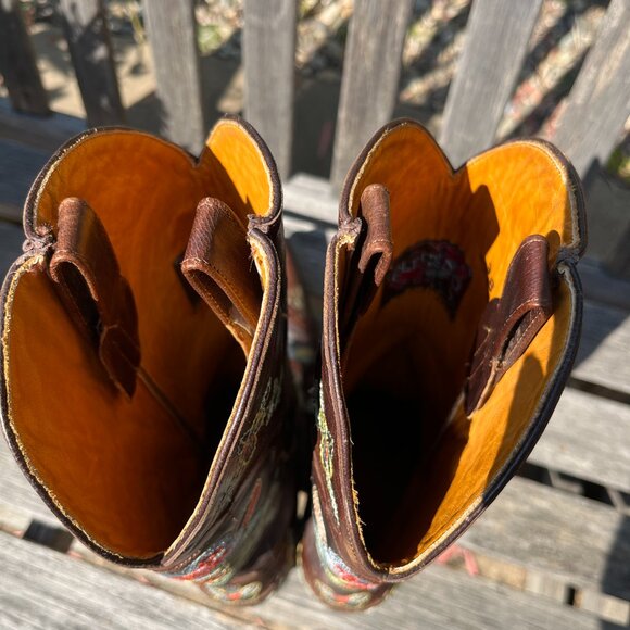 Old Gringo Bonnie Floral Pattern Brown Leather Boots! Size 9B - Picture 6 of 15